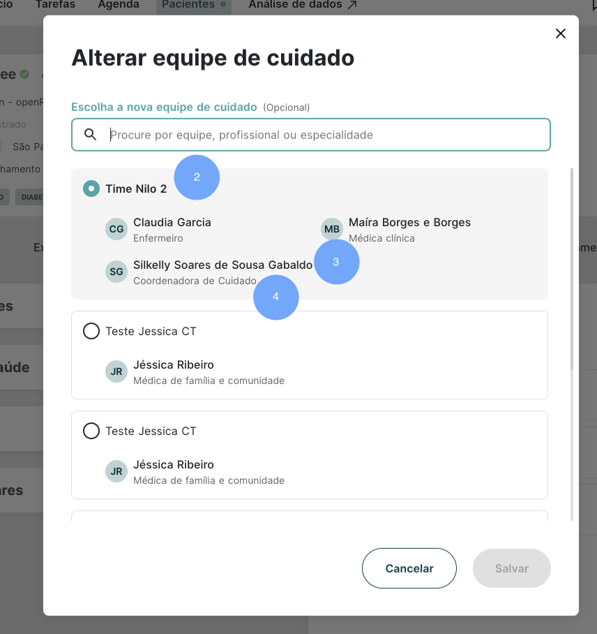 Time de cuidado do paciente